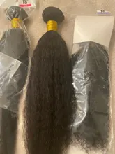 Yaki-extensiones de cabello humano brasileño rizado, cabello lacio ondulado, 8A, Remy, Color Natural