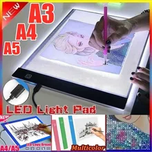Prancheta ultra-fina a5/a4/a3, tablet ultrafina alimentada por usb, para desenho, iluminação lona em branco de 3 níveis escurecimento