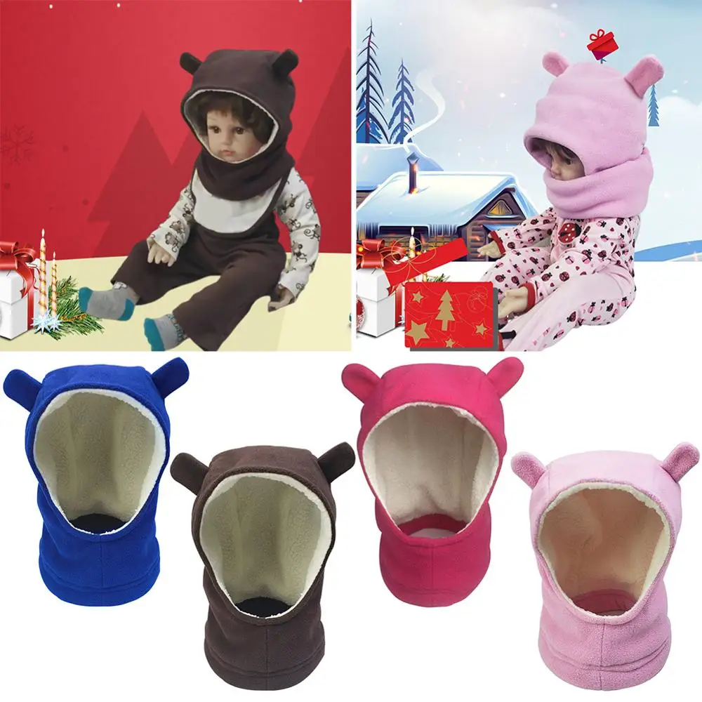 

Newborn Baby Hat Warm Cap Bear Ear Bonnet Scarf Suit Children Infant Accessories Hand Sewing Three-dimensional Small Ears