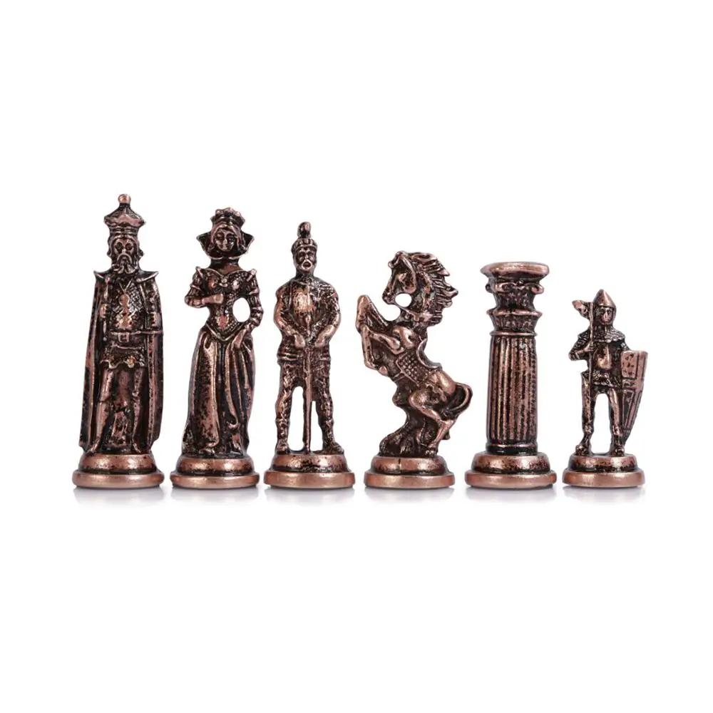 (Only Chess Pieces) Medieval British Army Antique Copper Handmade Cool Chess Pieces King 9 cm inc (Board is not Included)