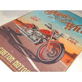 

MOTO CUSTOM veneer poster. Vintage Room wall decor plate, lounge, bar, garage