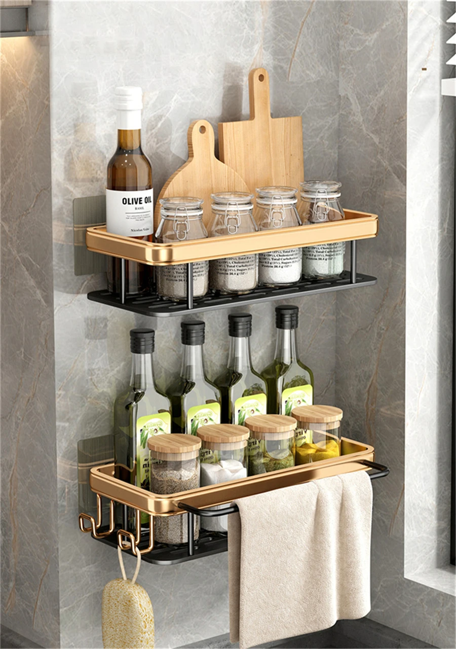 Punch-free Bathroom Shelf Shelves Shampoo Shower Storage Rack Holder