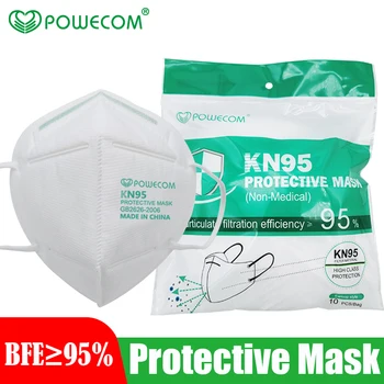 

POWECOM 10Pcs KN95 Masks Respirator 95% Filtration Safety Protective Face Mouth Mask Breathable Dustproof Mouth Muffle Cover