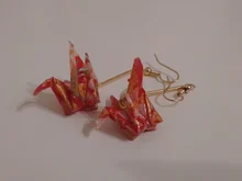 DoreenBeads-pendientes de tuerca de Zephyr para mujer, colgante de grúa romántica roja, joyería para mujer, accesorios, dijes de regalo de cumpleaños