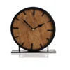 Wood Table Clock Decorative Floor Standing Clock Home Business Office Cafe Bedroom Living Room Decor Retro Stylish Creative Design Battery-Powered 4