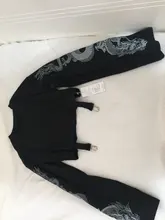 Sweatshirts Harajuku Crop Print Dark-Dragon Goth Vintage Fall Flare-Sleeve Pathchwork