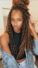 Trenzas de ganchillo sintéticas para mujer, extensión de Pelo trenzado de diosa del río Passion Twist, pelo marrón ombré con X-TRESS de pelo rizado