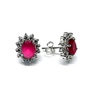 

925 sterling silver earrings m cubic zirconia rhodium plated pink [AA8999]