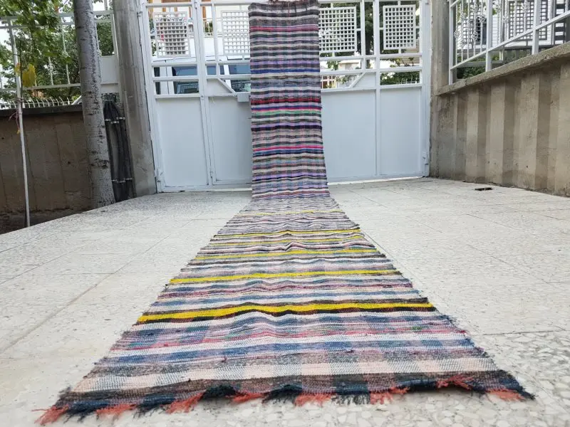 Винтажный келим бегун 2'2''x16'11''/66x516 см