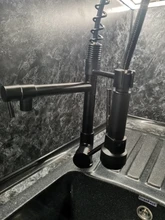 QUYANRE Grifo de cocina con resorte Blackend, pulverizador lateral extraíble, grifo mezclador con mango doble, grifo de fregadero con rotación de 360 para Cocina