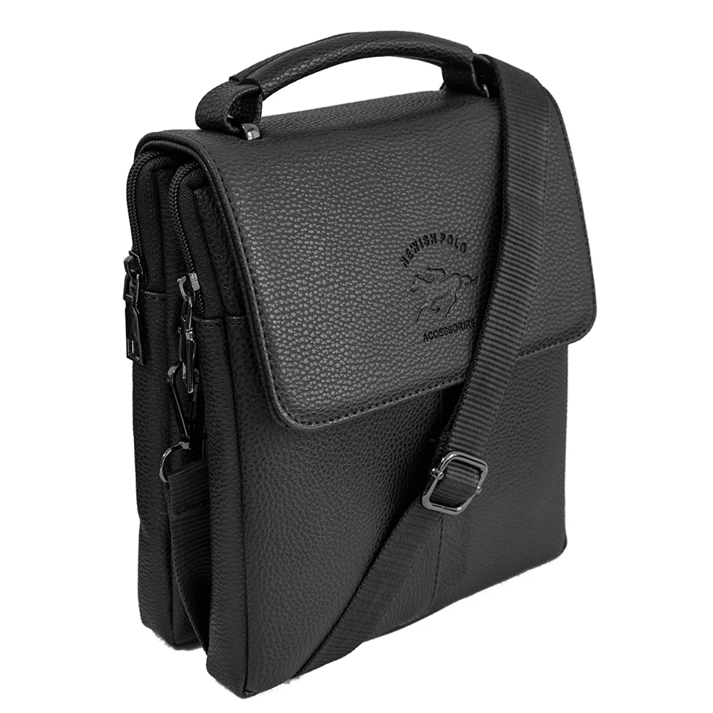 Men's Artificial Leather Shoulder Cross-Body Messenger Bag Multi-Pocket Purse Soft Handbag