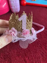 Tiara de cumpleaños para niñas recién nacidas, diadema de princesa de encaje de flores, regalos de cumpleaños