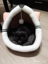 Cat Bed Tent House Cushion Pet-Bed Removable Warm Winter with Collapsible Xmas