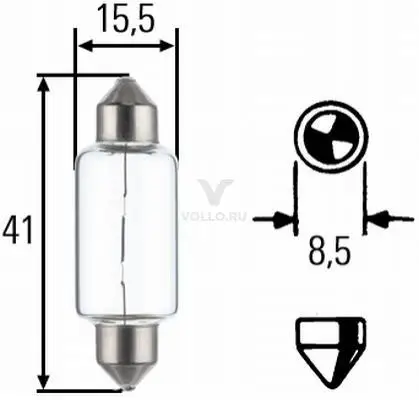 HELLA Лампа 10W 24V-10W SV8,5-8