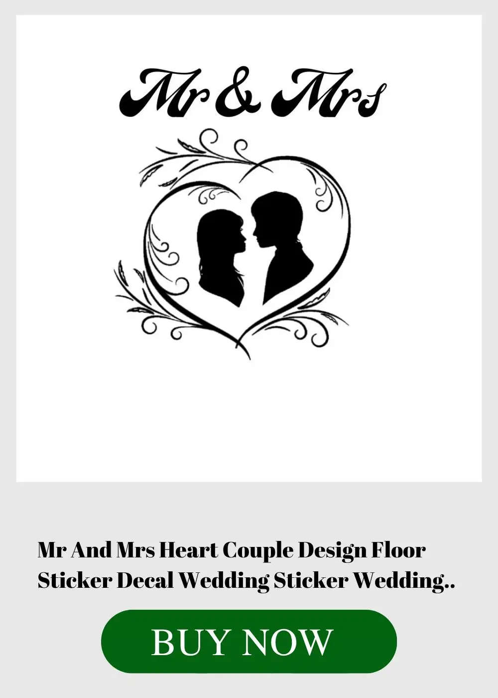 Mr And Mrs Heart Couple Design Floor Sticker Decal Wedding Sticker Wedding..
