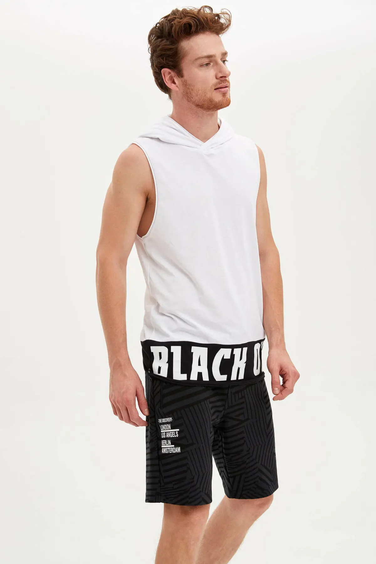 

DeFacto Man Summer Striped Casual Shorts Men Black Color Short Bottoms Male Lace-up Short-L0745AZ19HS