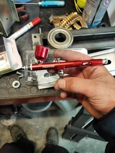 Aerógrafo de doble acción para decoración de pasteles, pistola de pulverización de alimentación por gravedad, boquilla de 0,3mm, brochas Rojas/doradas para manicura con llave de paja