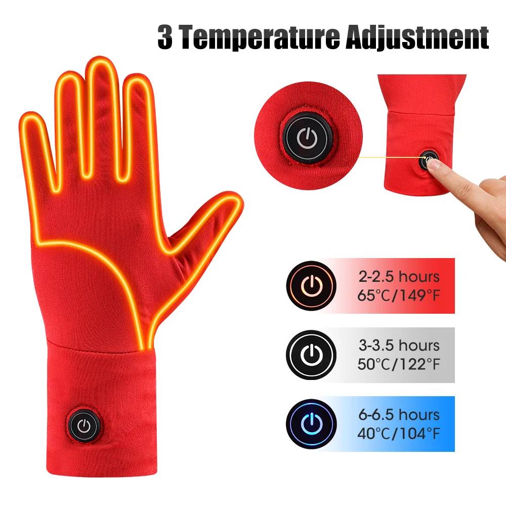 Fine heating, cycling or skiing gloves, rechargeable