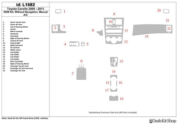 

Interior lining for Toyota Corolla 2009-UP. Set L1682.