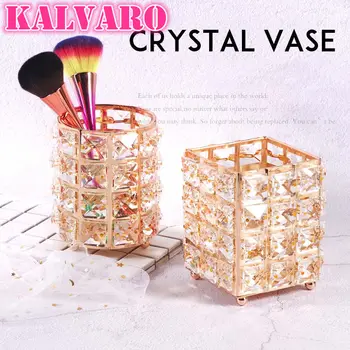 

INS Europe Metal Makeup Brush Pen Holder Storage Tube Eyebrow Pencil Nail Art Organizer Bead Crystal Jewelry Storage Box