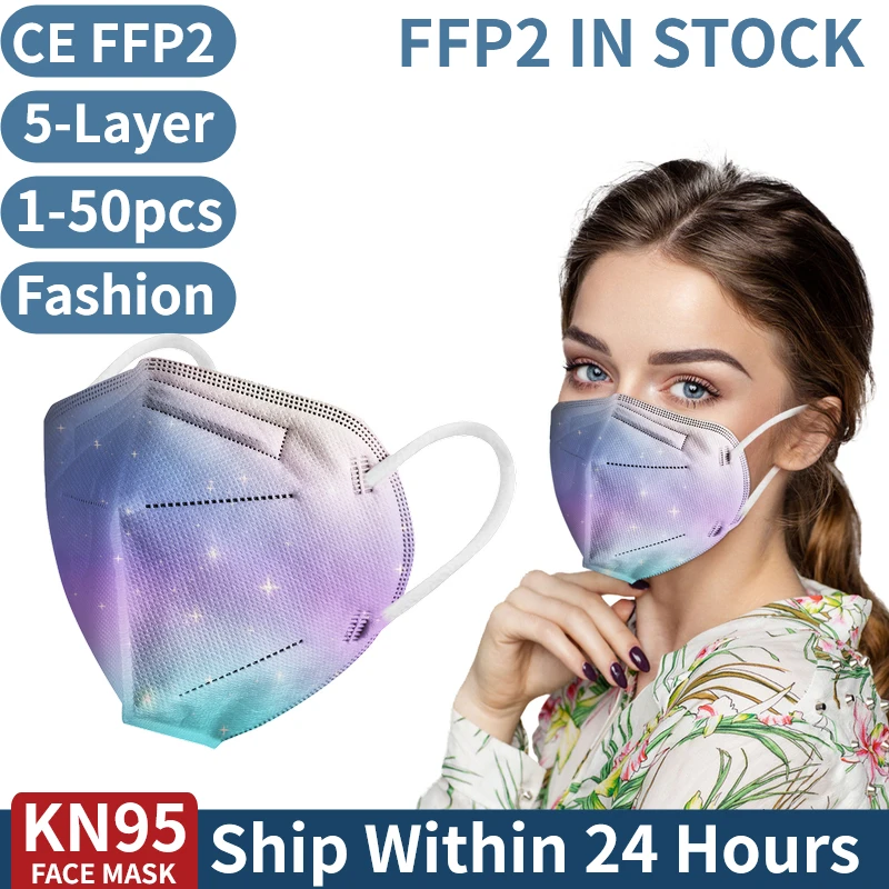 1-50 Uds KN95 cara máscara 5 capa FFP2 Mascarilla FP2 adultos máscara protectora, ffp2mask adulto ce fpp2 kn95 mascarillas niños