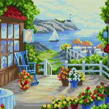 Алмазная мозаика GF 3536 Веранда в домике у моря 40*50