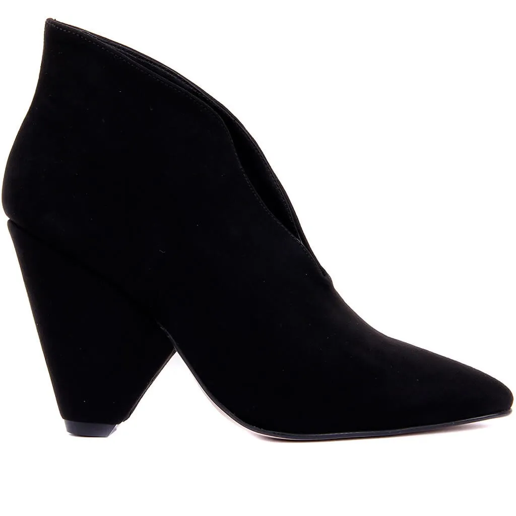 Moxee-черные замшевые женские ботинки на высоком каблуке; женская обувь; ботильоны с острым носком; женские носки; ботинки