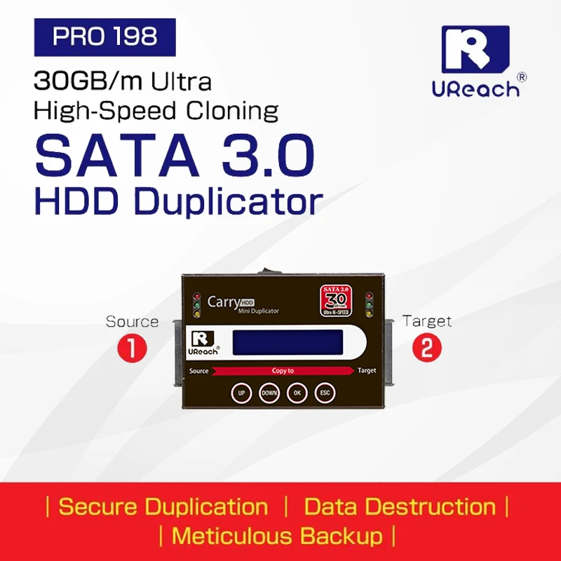 UReach PRO218 SSD Duplicator SATA Hard Disk Copier & Data Eraser