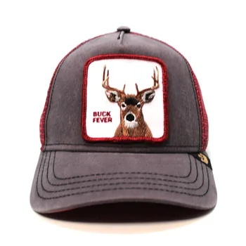 

Goorin Bros Buck Fever animal patch gray red trucker cap, caps, headwear, caps for men, caps for women, summer, animal caps, hat