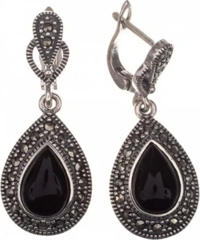 

Yuk marcasite earrings with marcasites and onyx from silver
