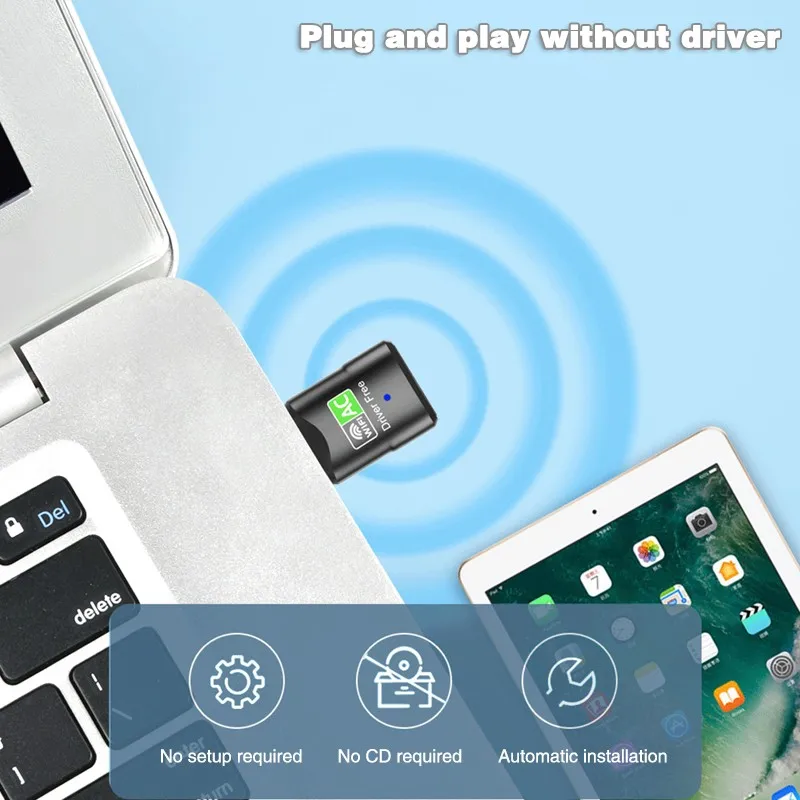 wifi card for pc 5G/2.4GHz Kép Mini USB Wifi Miễn Phí Driver Card Mạng Wifi Không Dây Dongle Ăng Ten Cho máy Tính Để Bàn PC Laptop wifi card