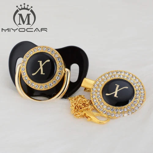 MIYOCAR имя инициалы Письмо X Элегантный Серебряный bling соска и пустышка Клип BPA бесплатно пустышка bling уникальный дизайн SGS пройти LX - Цвет: LX-4   6-18M