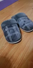 Warm Slippers Indoor Shoes Plush Waterproof Winter Home Short Gingham for Male Cozy Velvet