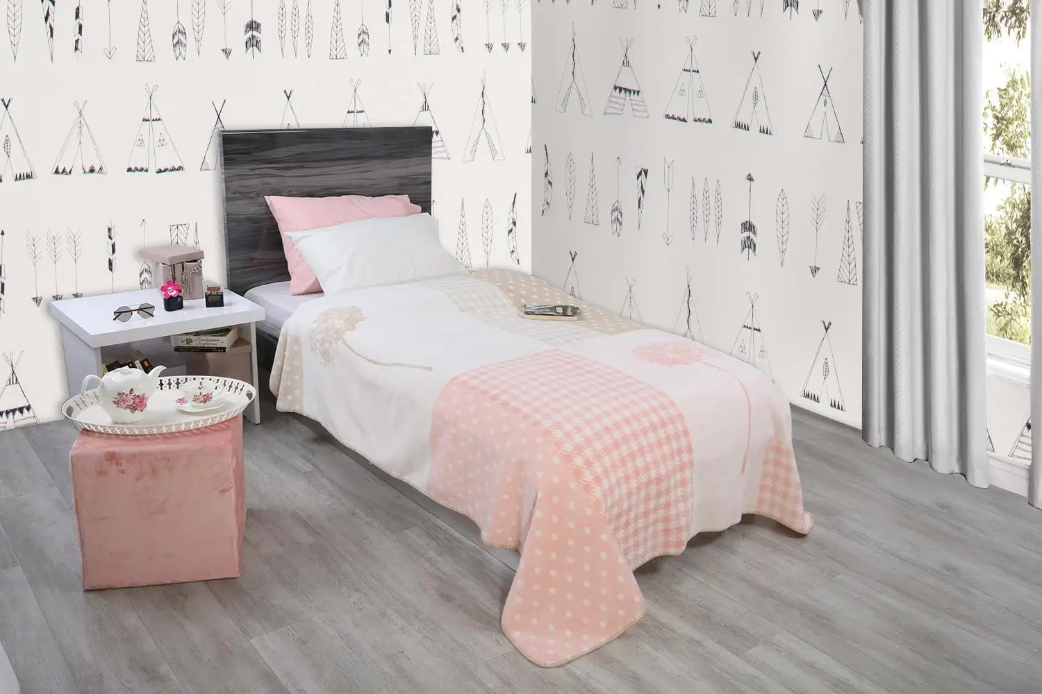 

Antdecor Single Cotton Blanket Rita Pink