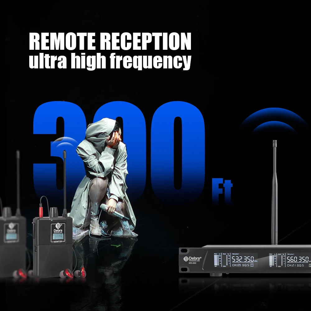 Высокое качество! Debra ER 202 Professional UHF беспроводная система ушных мониторов с