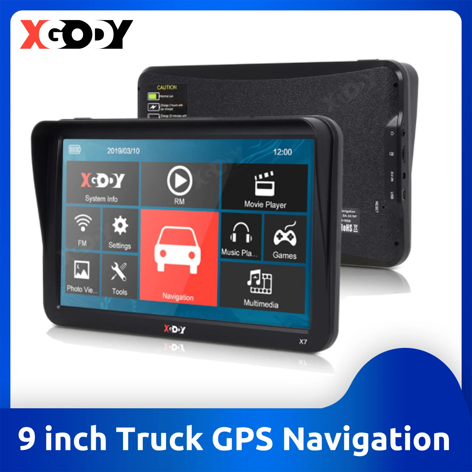 Автомобильный GPS-навигатор XGODY Bluetooth 9 дюймов GPS-навигация для грузовика 256 Мб + 8 Гб