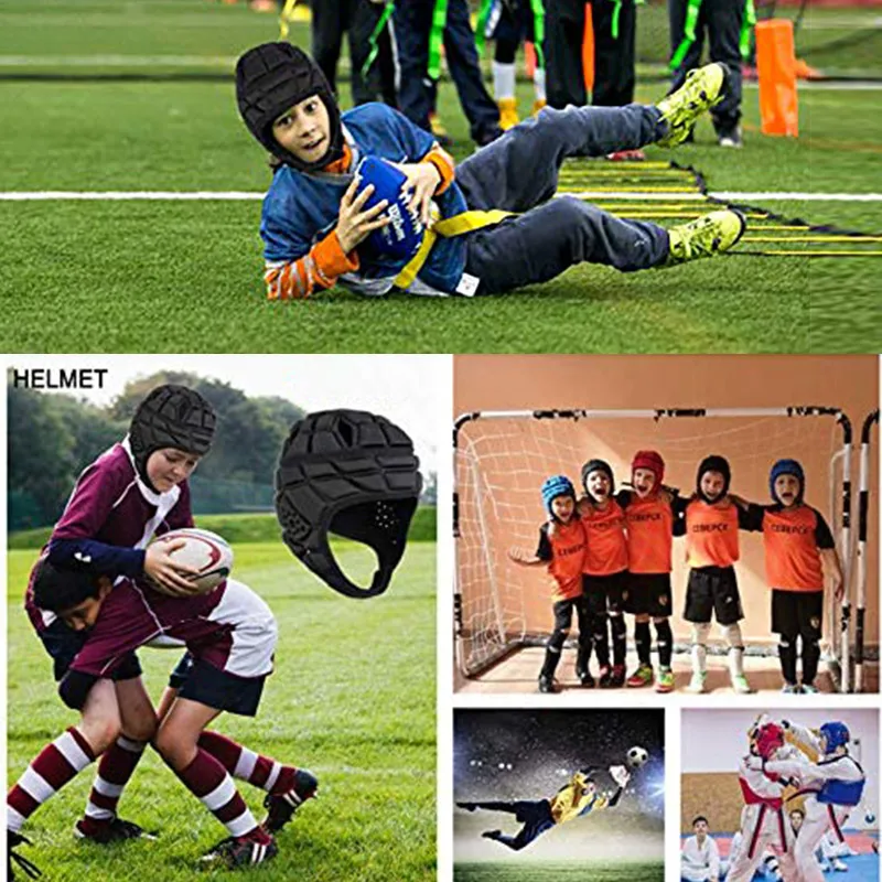 Rugby Helmet Headguard Headgear for Soccer Scrum Cap Head Protector Soft Protective Helmet for Kids Youth Football Visor
