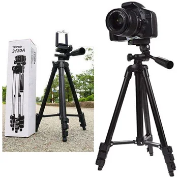 

3120A Portable Foldable Camera Tripod with Mobile Clip Holder Bracket, Fully Flexible Mount Cum Tripod, Standwith 3D Head Quick