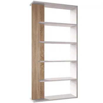 

Shelf 5 shelves book shop Dining Salon Model Alida White Artik and Oak Canadian 90x180x25 cm