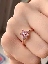 Anillo ajustable con apertura de anillos de Color dorado para mujer, con diseño de garra de gato y pata de oso, boda romántica, cristal Rosa CZ, regalos de amor, joyería