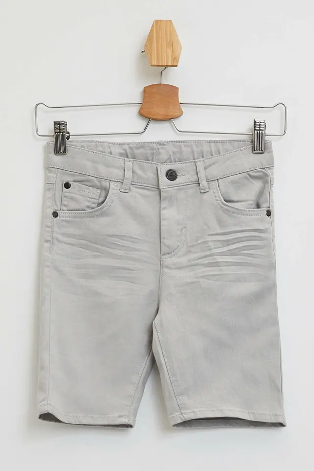 grey denim short