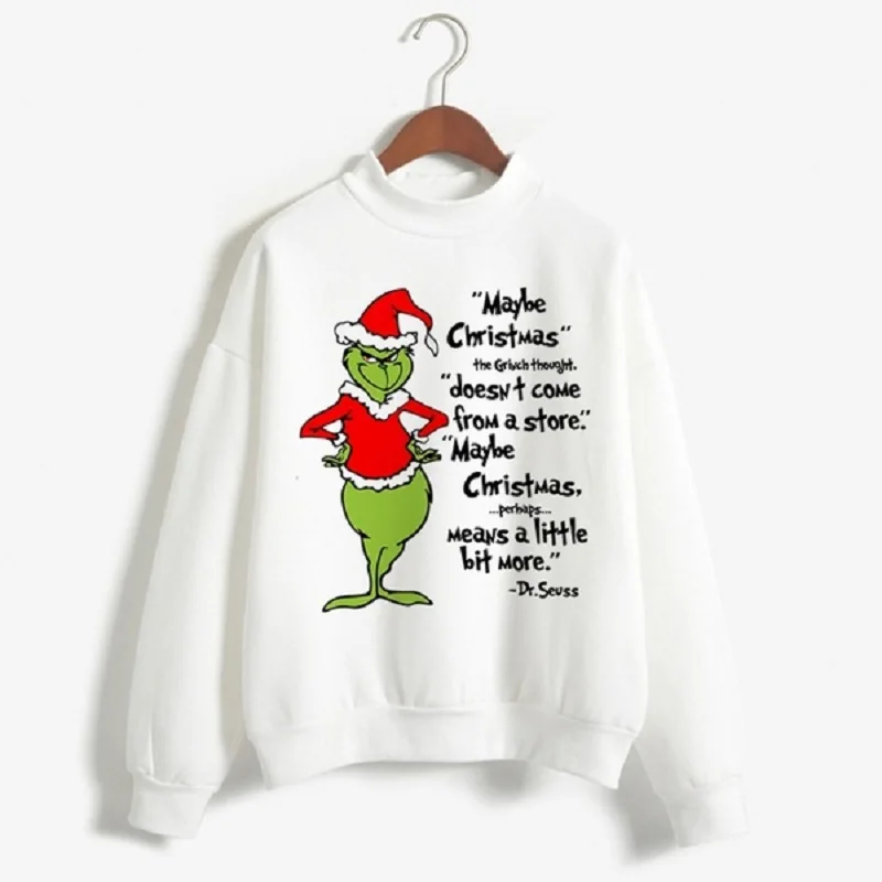 Может быть, Рождество, хотя Grinch не приходит из магазина Grinch толстовка с капюшоном(XS-4XL - Цвет: Белый