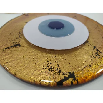 

Yellow Evil Eye 17cm Glass Bead Pendant Charm Turkish Handmade Big Amulet for Wall Hanging Talisman Nazar Turco Room Home Decor