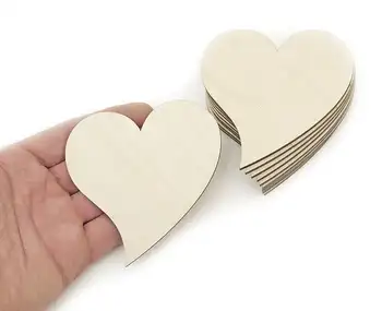 

50pcs. Wooden Hearts (9cm) Shape Craft Wood Wedding Heart Decoration Gift Love 0506