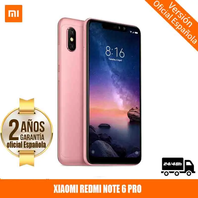  [Official Spanish Version Warranty] Xiaomi Note Redmi 6 Pro Smartphones 6.26 ”Screen notched 4 hard