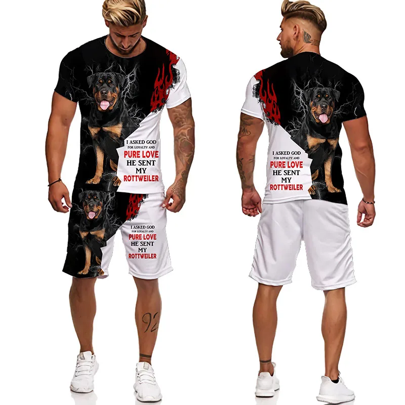 mens sweat suits sets Summer 3D Dogs Printed T-shirt Shorts Sets Men's Sportswear Tracksuit O Neck Short Sleeve T-shirt Cool Men's Clothing Suit mens matching sets