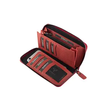 

Luxury Brand HANDCRAFT Leather Wallets Women Fast Shipping Turkey Fashion Phone Cover Long Zipper Cardholder Color Handmade Red