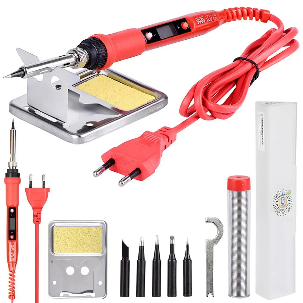 

QHTITEC Soldering Iron Kits 908S LCD Adjustable Temperature 80W 220V KeaterÂ Strip Rework Station Solder Tip Welding Tools
