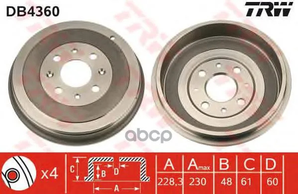 Барабан Тормозной Opel Corsa D 06- D=228,3мм Trw/Lucas Db4360 TRW/Lucas арт. DB4360