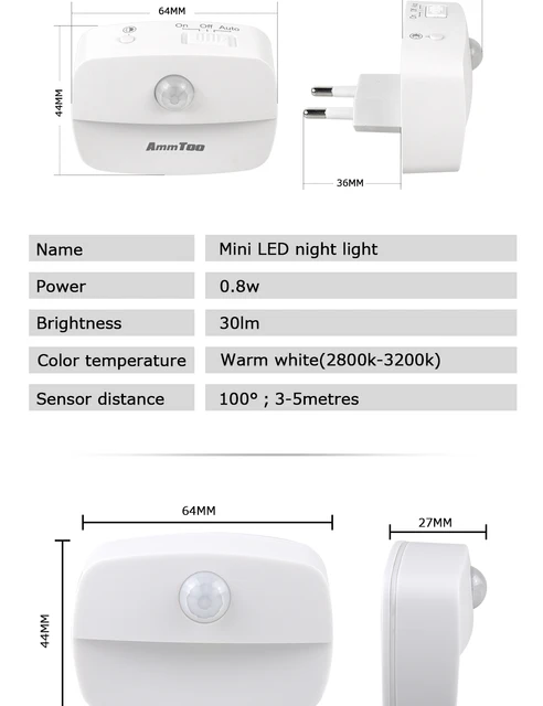 AUVON Luz nocturna enchufable, luz nocturna con sensor de